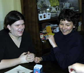 Amanda & Annette playing Cranium