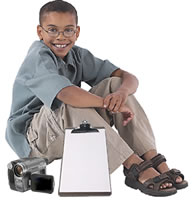 boy with video equipment