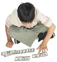boy counting money
