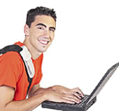 teen with computer