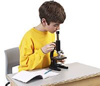 boy and microscope