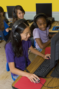 Computer lab with students