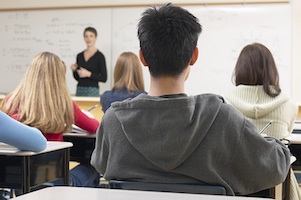 head of student in class