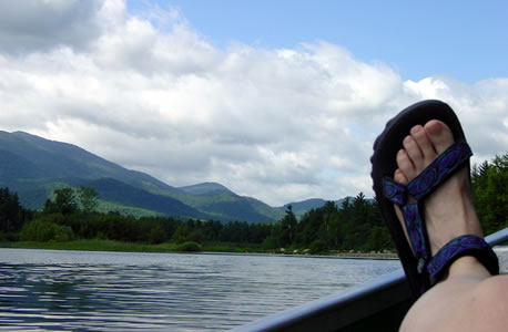 canoe view with foot