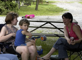 at the picnic table