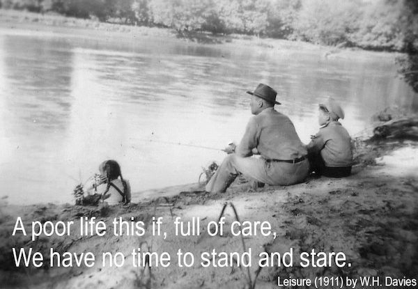 Photo of Nancy, Bob, and Glenn Bolger fishing in the mid 1940s with quote.
